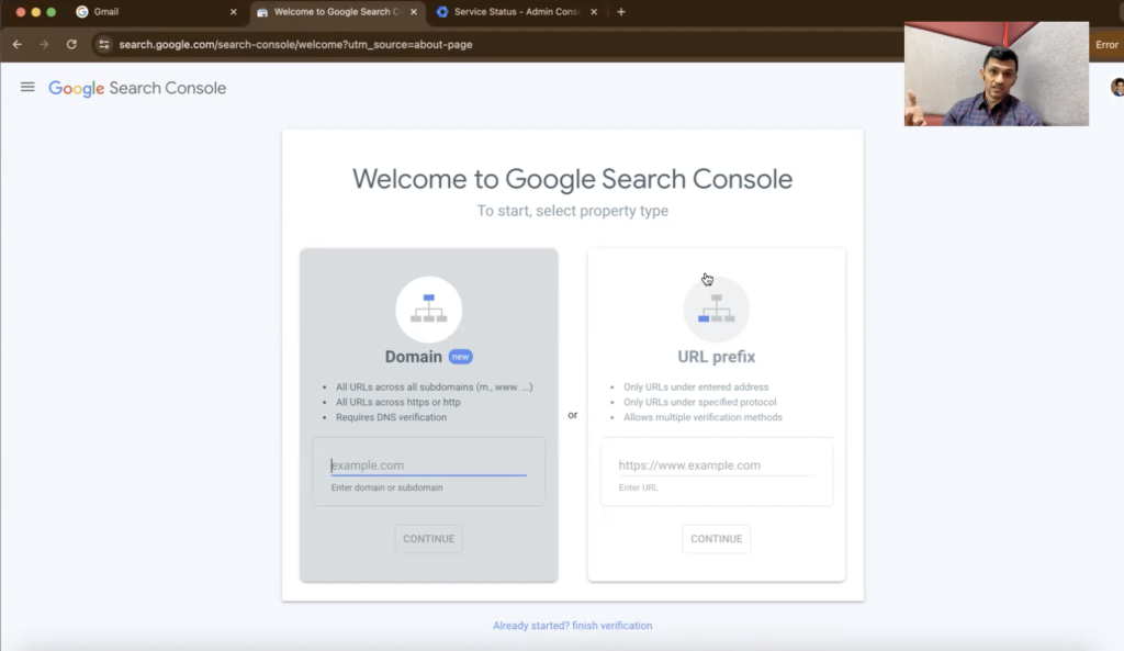 Google Search Console - how to add a property