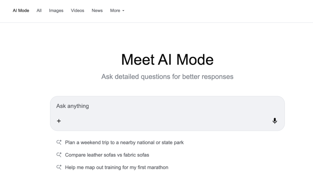 AI mode in Google search