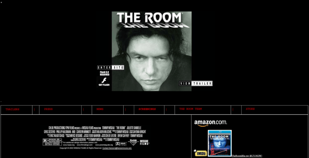 An example of a movie website called the Room