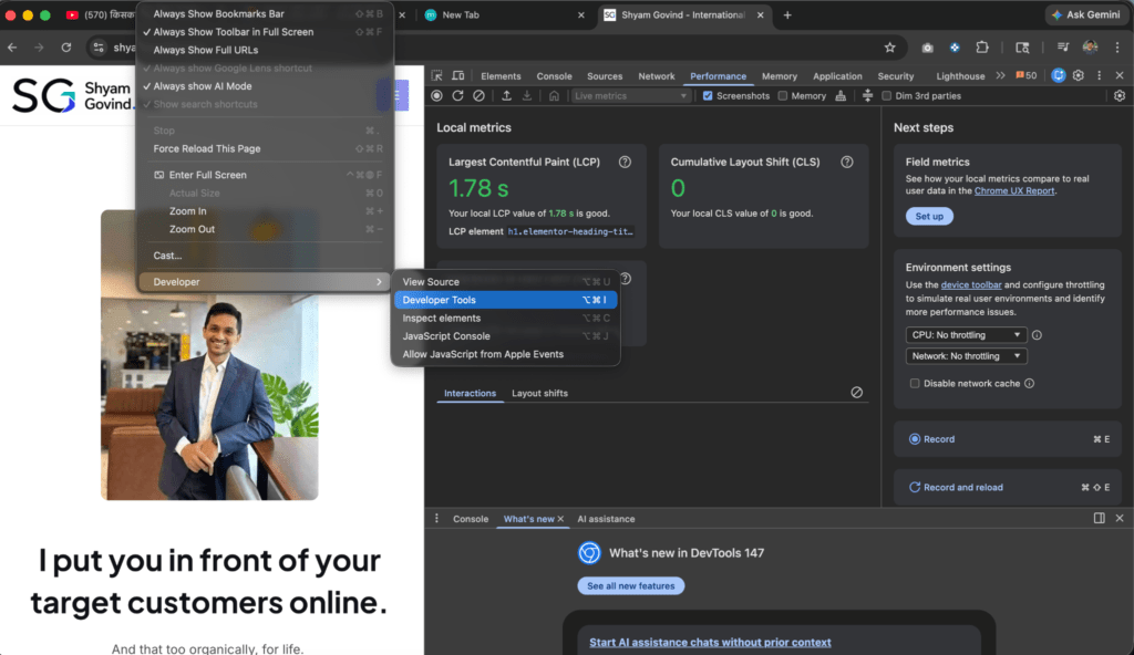 How to check your website performance using Chrome Dev Tools 